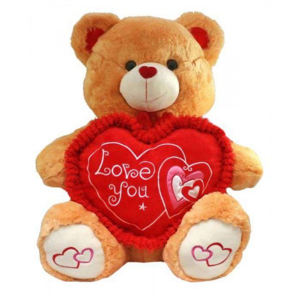 Golden Brown 2.5 Feet Sitting Love You Heart Teddy Bear